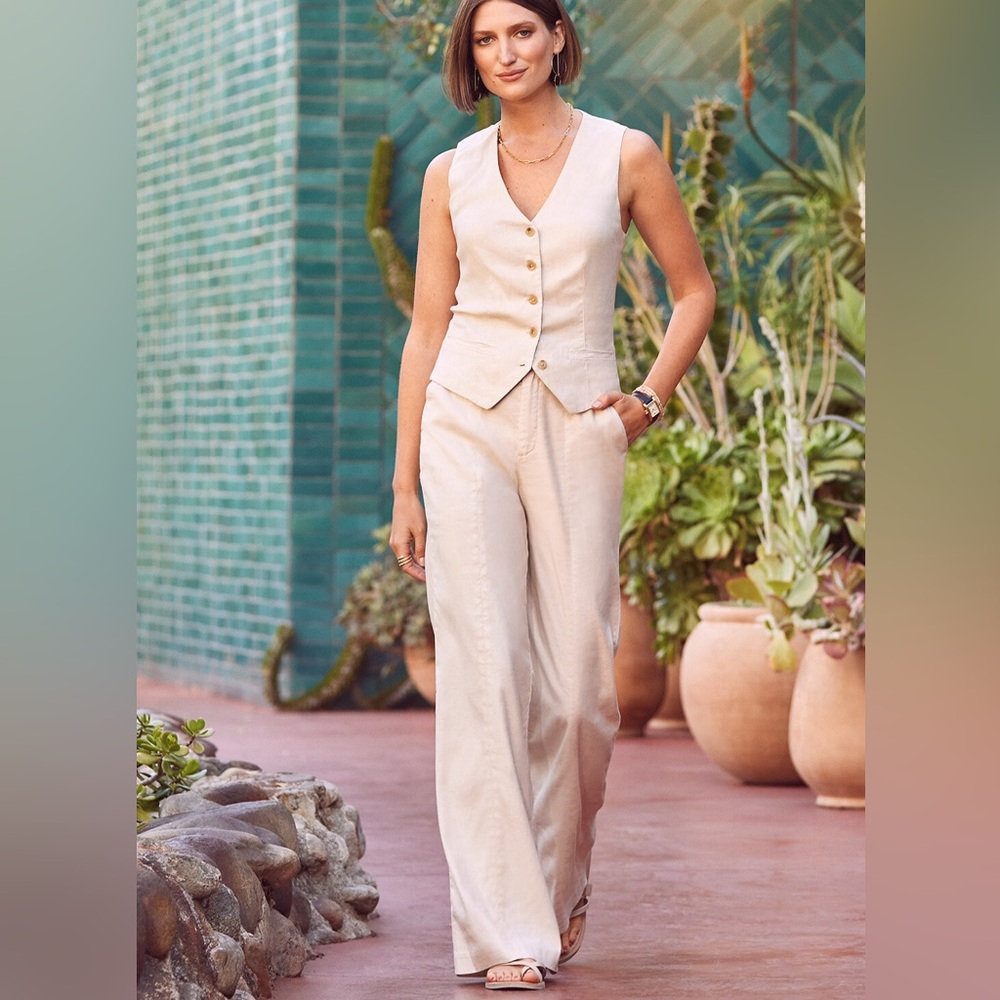 Evereve Marion Trouser Natural Linen Blend